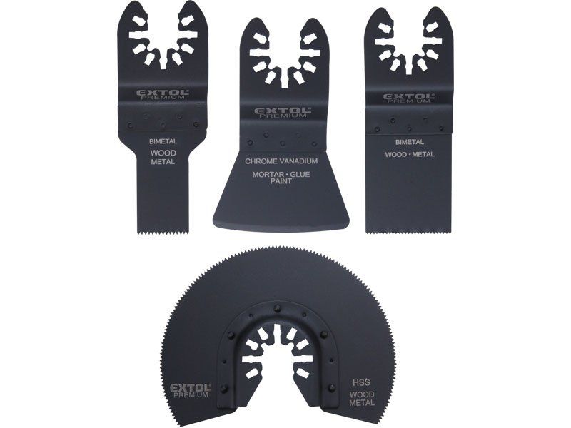 Sada nástrojů pro multifunkční brusku 4ks (BiM, CrV, HSS), EXTOL PREMIUM