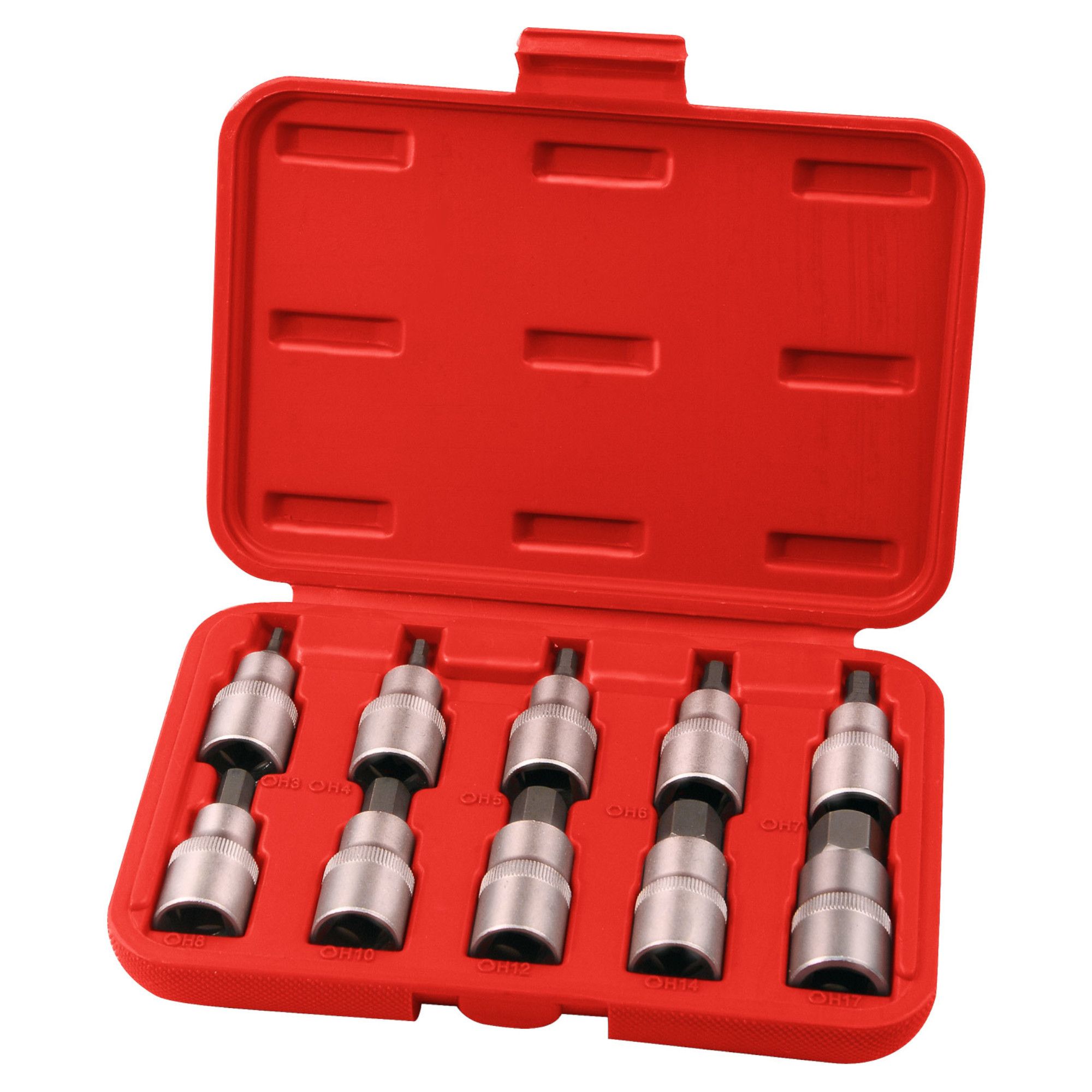 Sada GOLA zástrčných hlavic IMBUS, 1/2", 10ks, H3-H17, CrV-S2, EXTOL PREMIUM