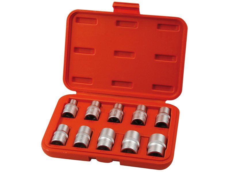 Sada GOLA nástrčných hlavic TORX, 1/2", 10ks, E8-E24, CrV-S2, EXTOL PREMIUM