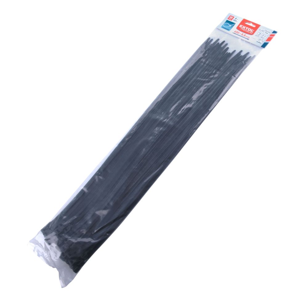 Pásek stahovací, 600 x 8,8mm, nylon PA66, černý, balení 50ks, EXTOL PREMIUM