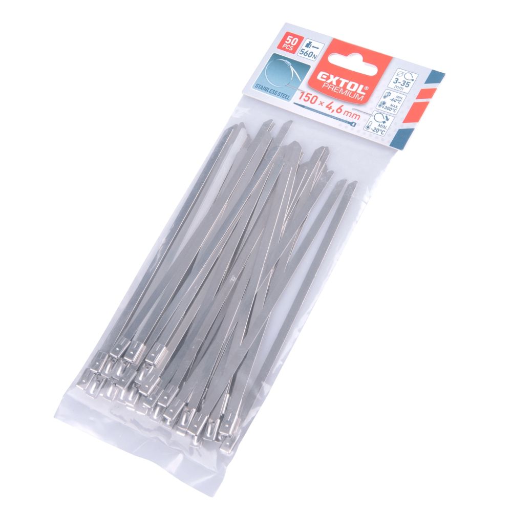Pásek stahovací NEREZ, 150 x 4,6mm, balení 50ks, EXTOL PREMIUM