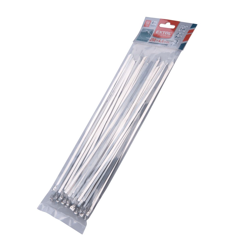 Pásek stahovací NEREZ, 250 x 4,6mm, balení 50ks, EXTOL PREMIUM