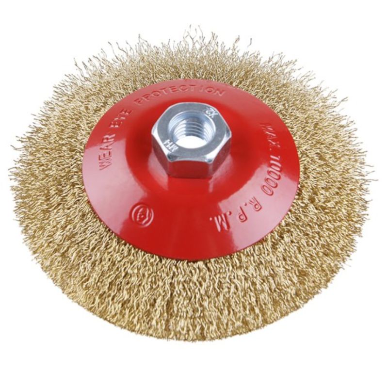 Kartáč rotační miskový, 125mm, vlnitý pomosazený, M14, FESTA