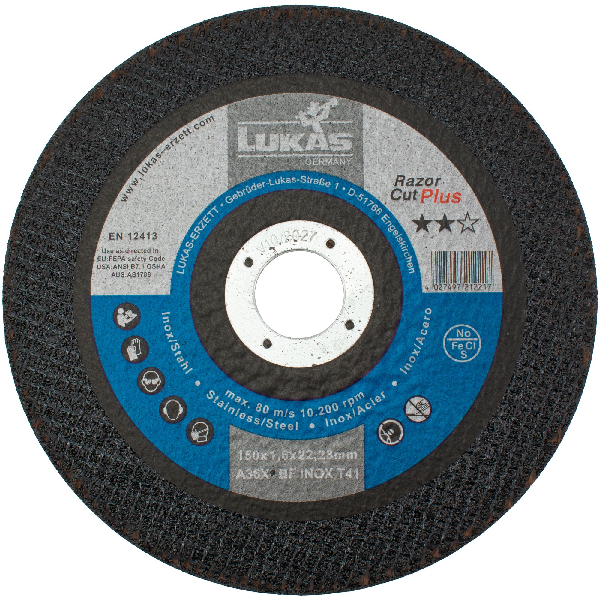 Kotouč řezný, 150 x 1,6mm, A60X-BF INOX, LUKAS Razor Cut Plus