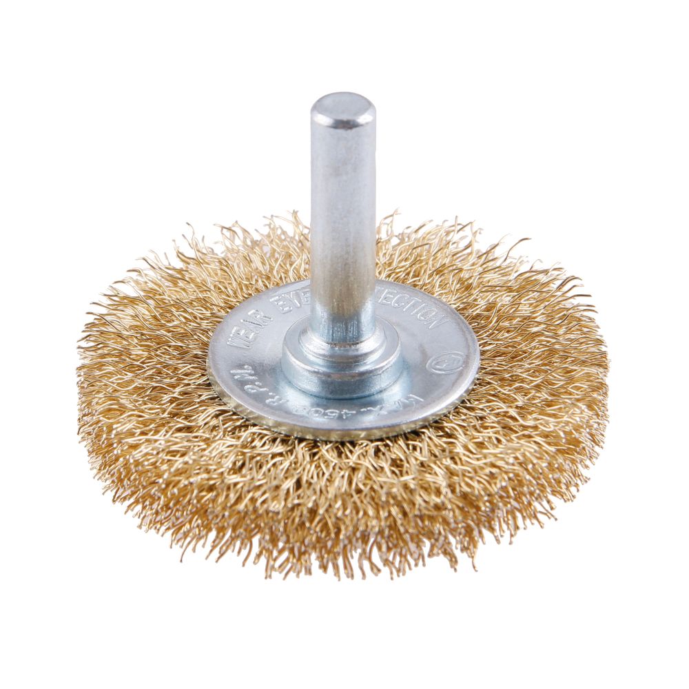 Kartáč rotační okružní, 50mm, vlnitý pomosazený, stopka, FESTA