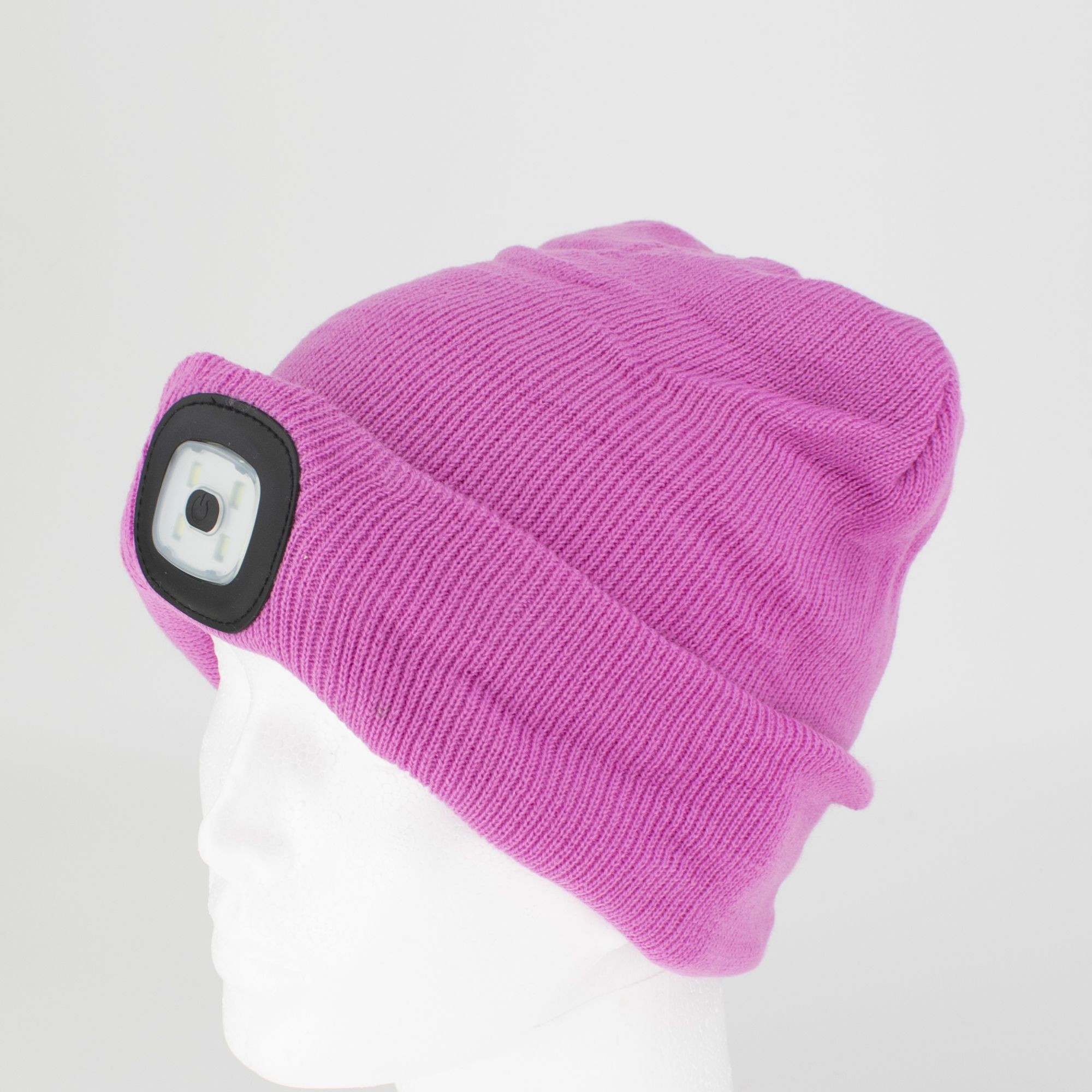 Čepice s LED čelovkou, 60lm, USB nabíjecí, UNI, růžová, STREND PRO