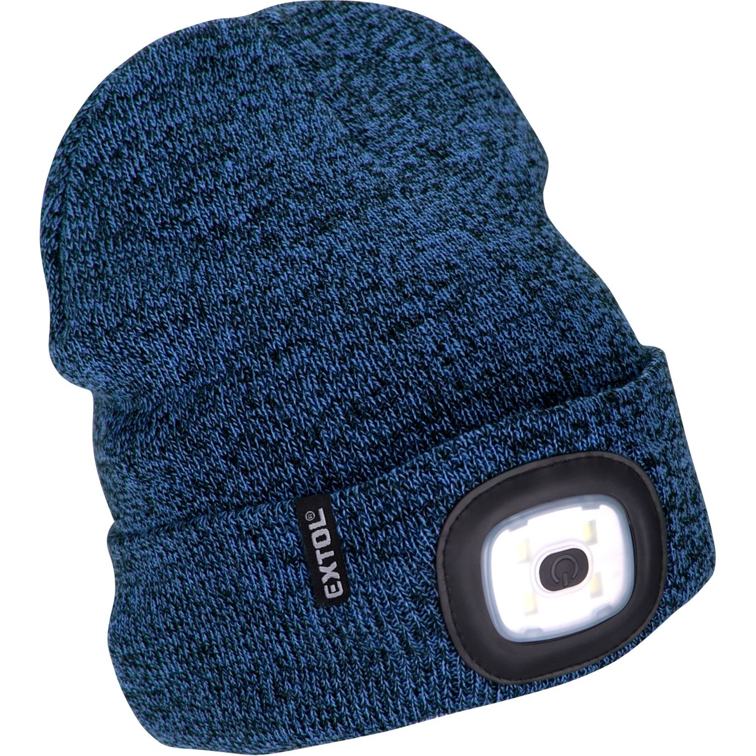 Čepice s LED čelovkou, 4x45lm, USB nabíjecí, UNI, modrá/černá, EXTOL LIGHT