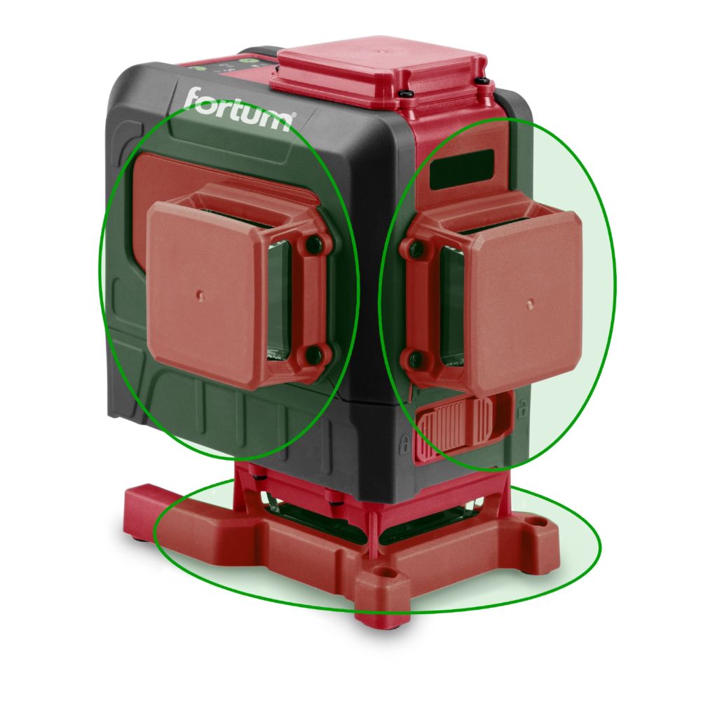 Laser liniový 3D, 360°, křížový samonivelační, zelený, FORTUM