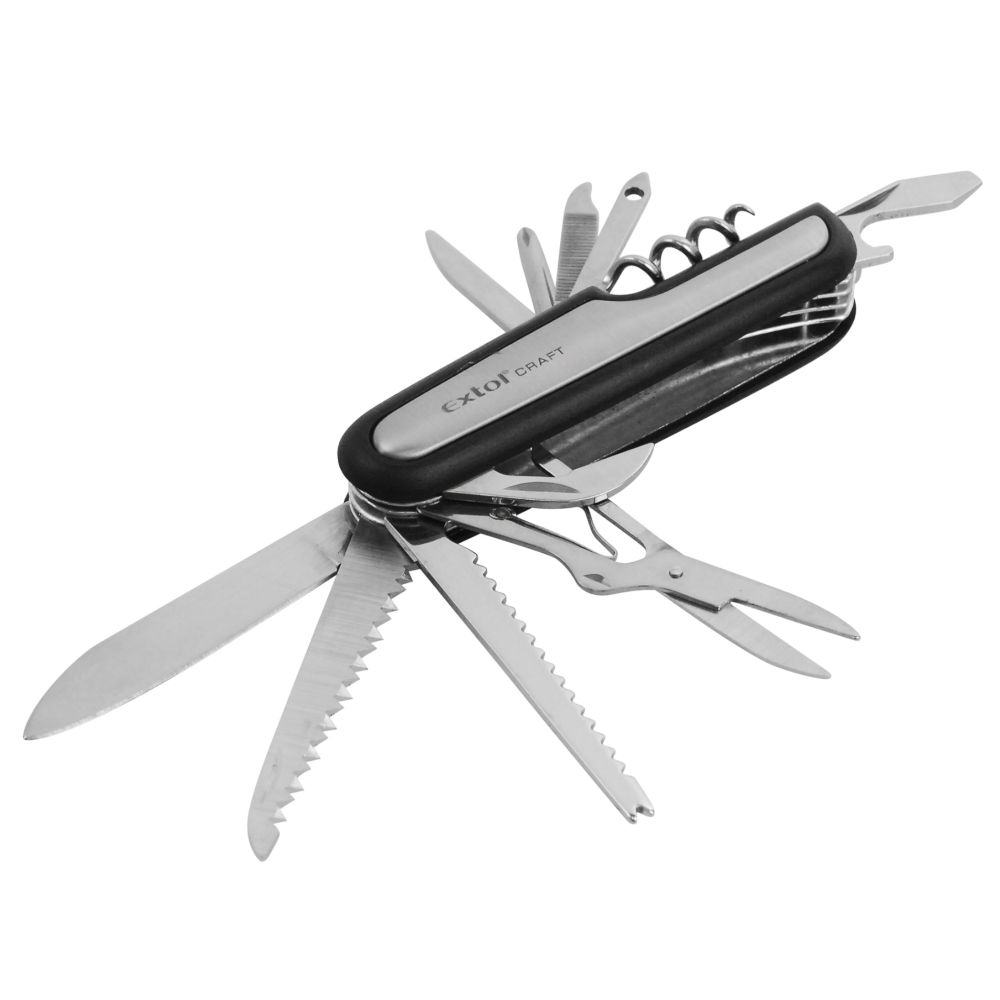 Nůž zavírací, 11 funkcí, nerez, rukojeť kov+plast, 17,5cm, EXTOL CRAFT