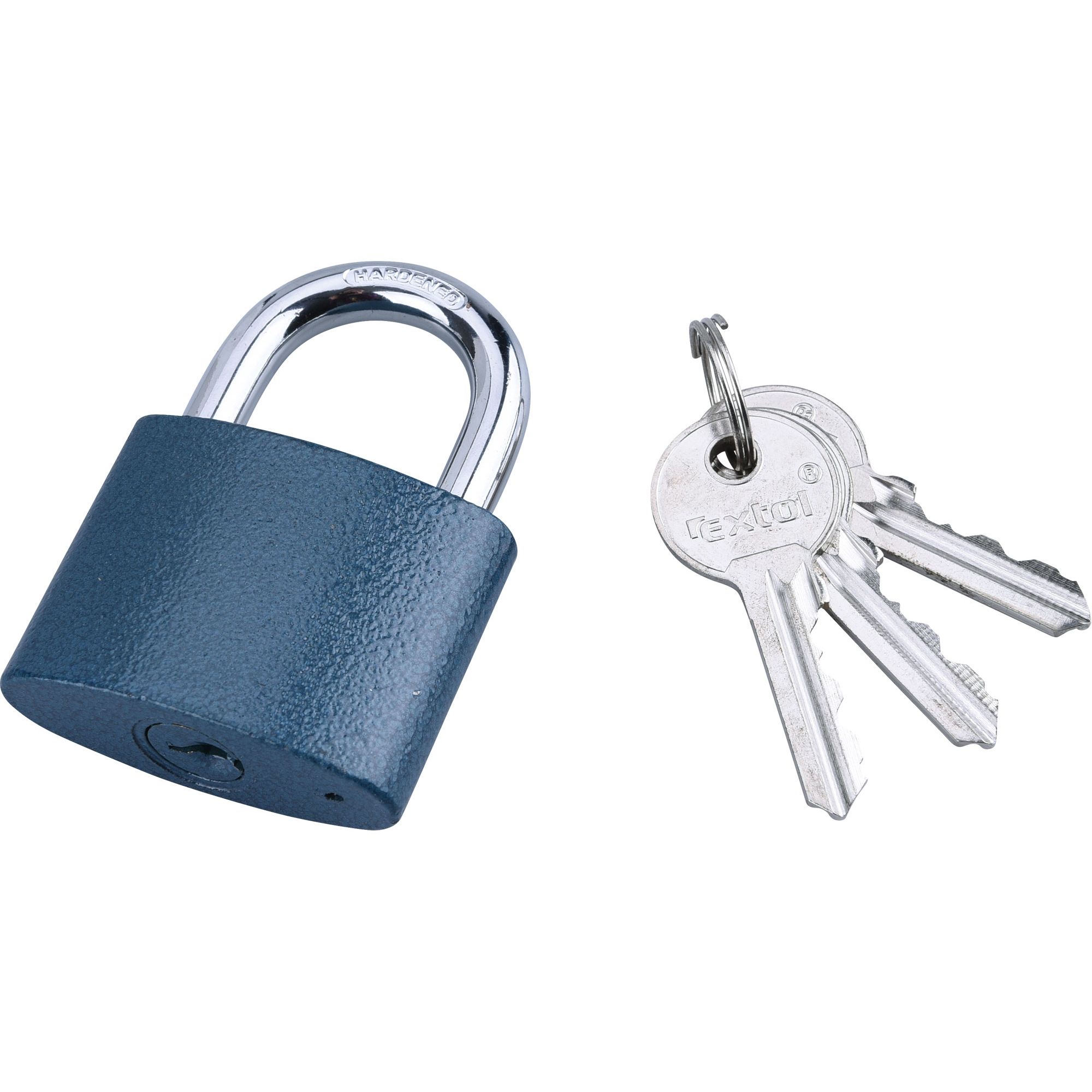 Zámek visací, litina, 52mm, modrý, 3 kl., EXTOL CRAFT