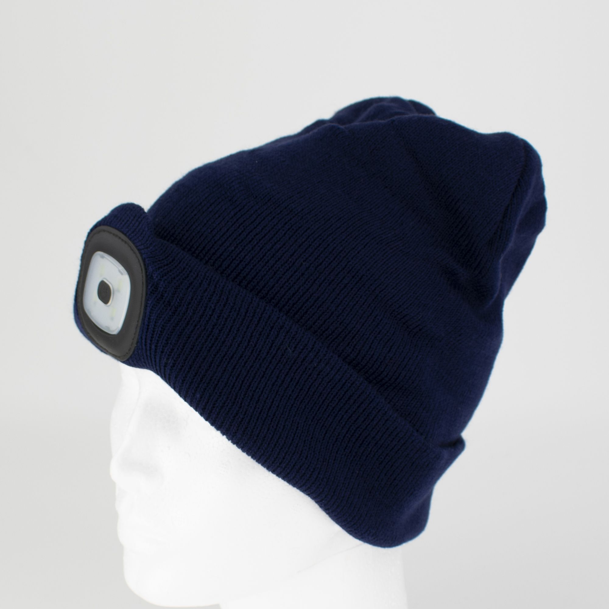 Čepice s LED čelovkou, 60lm, USB nabíjecí, UNI, tmavě modrá, STREND PRO