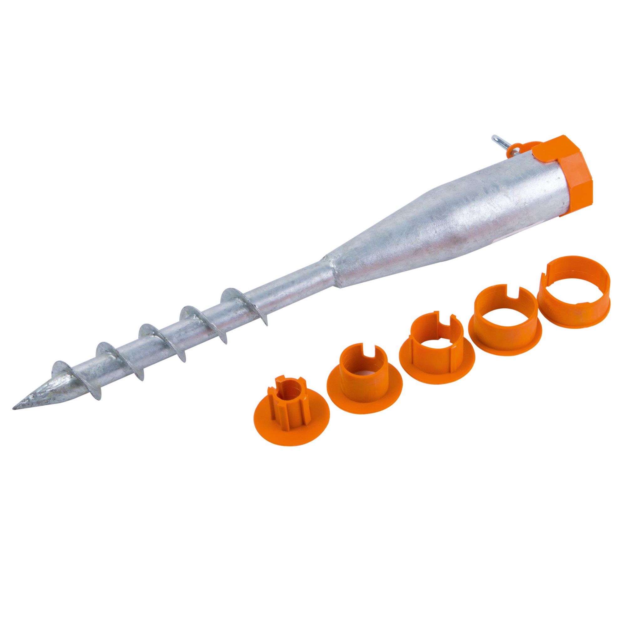 Zemní vrut, 68 x 550mm, 1x M8, + redukce