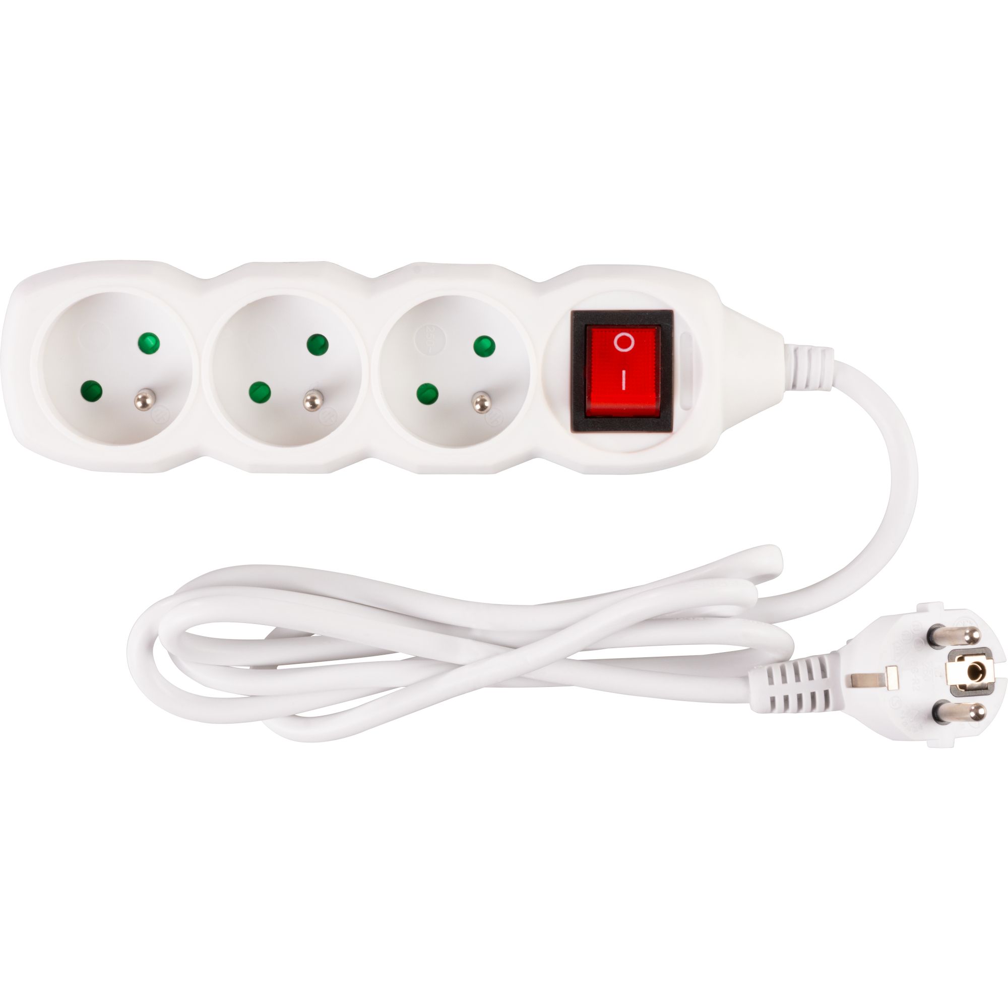 Prodlužovací kabel s vypínačem, 1,5m, 3 zásuvky, 3×1mm, bílý, STREND PRO