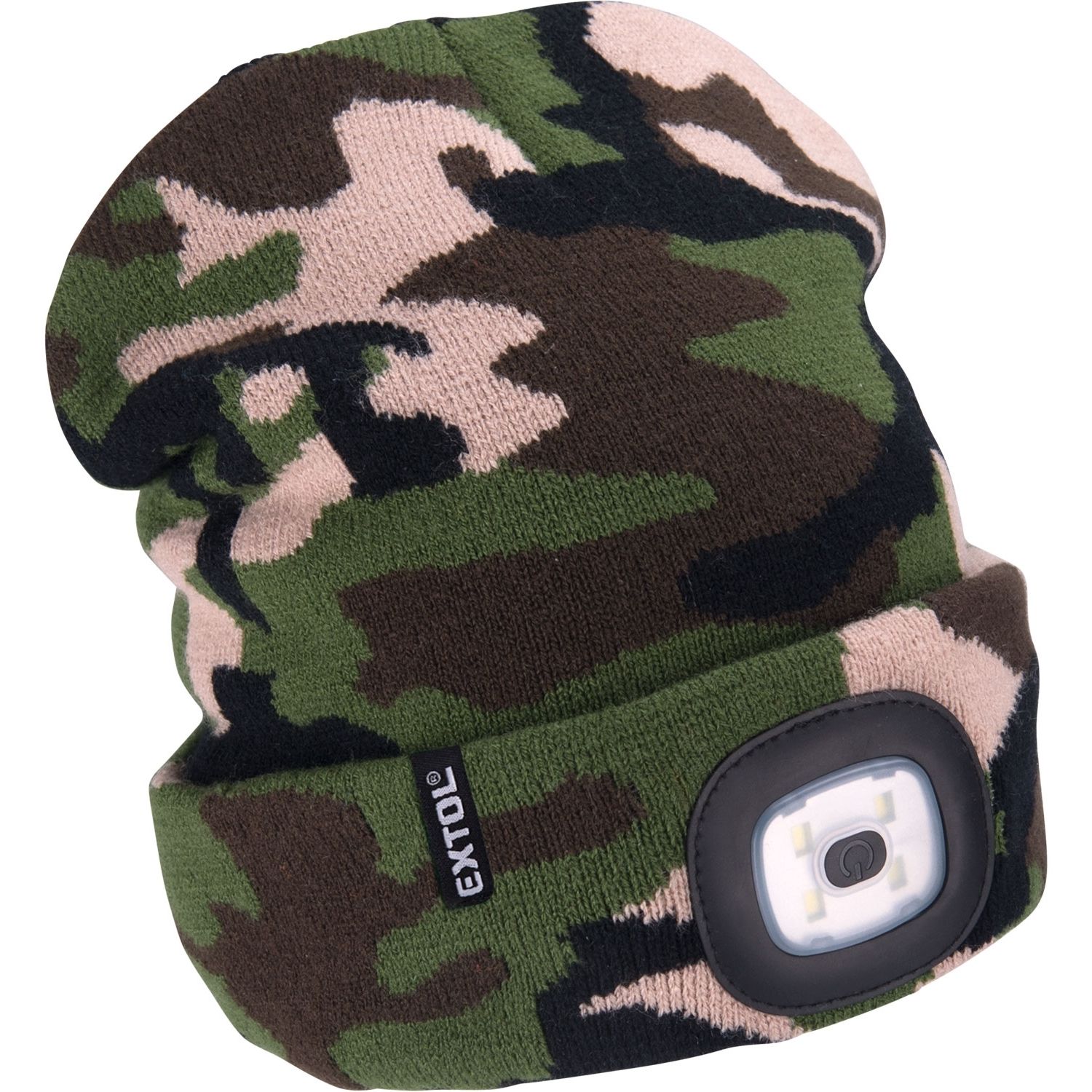 Čepice s LED čelovkou, 4x45lm, USB nabíjecí, UNI, maskovací, EXTOL LIGHT