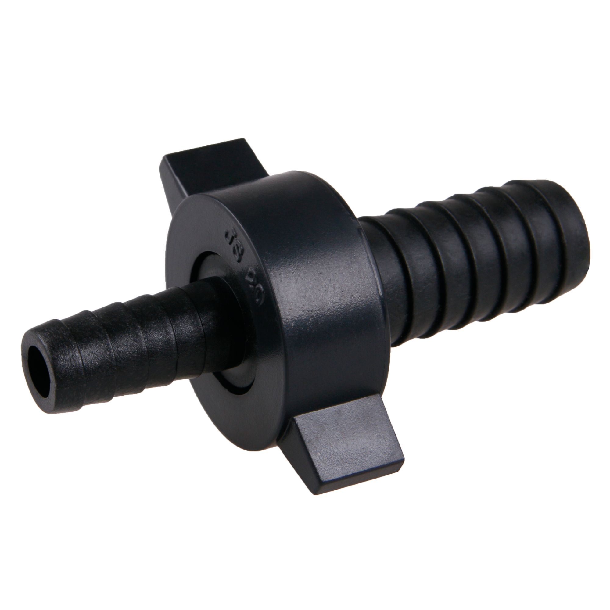 Spojka na hadici redukovaná, 3/4" - 1/2", plast, černá