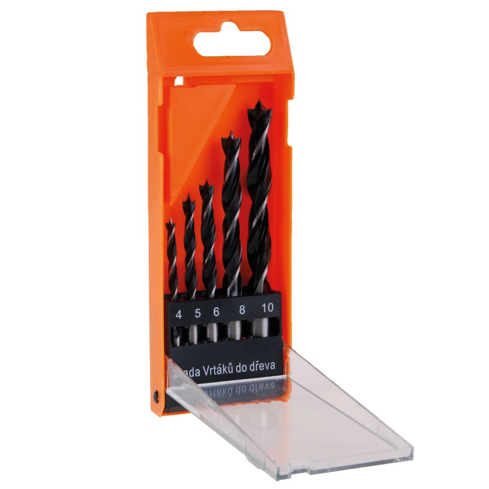 Vrtáky do dřeva, spirálové, sada 5ks, pr. 4-10mm, WD071, STREND PRO