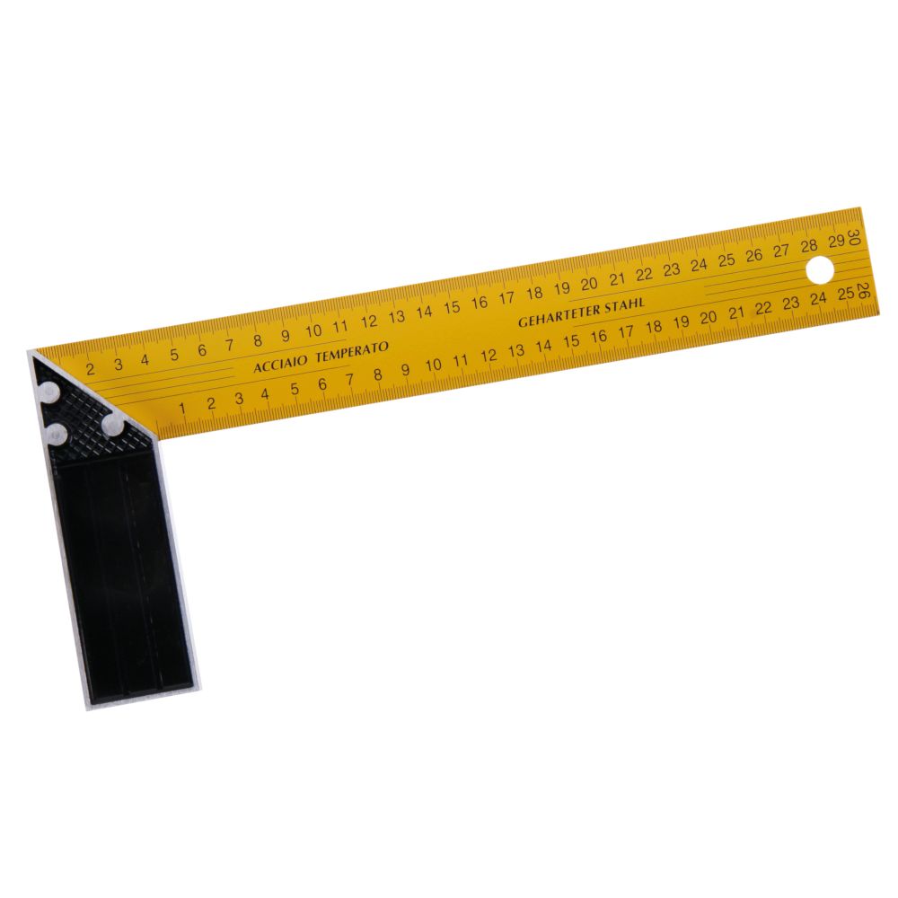 Úhelník příložný žlutý, délka 300mm, hliník + plech