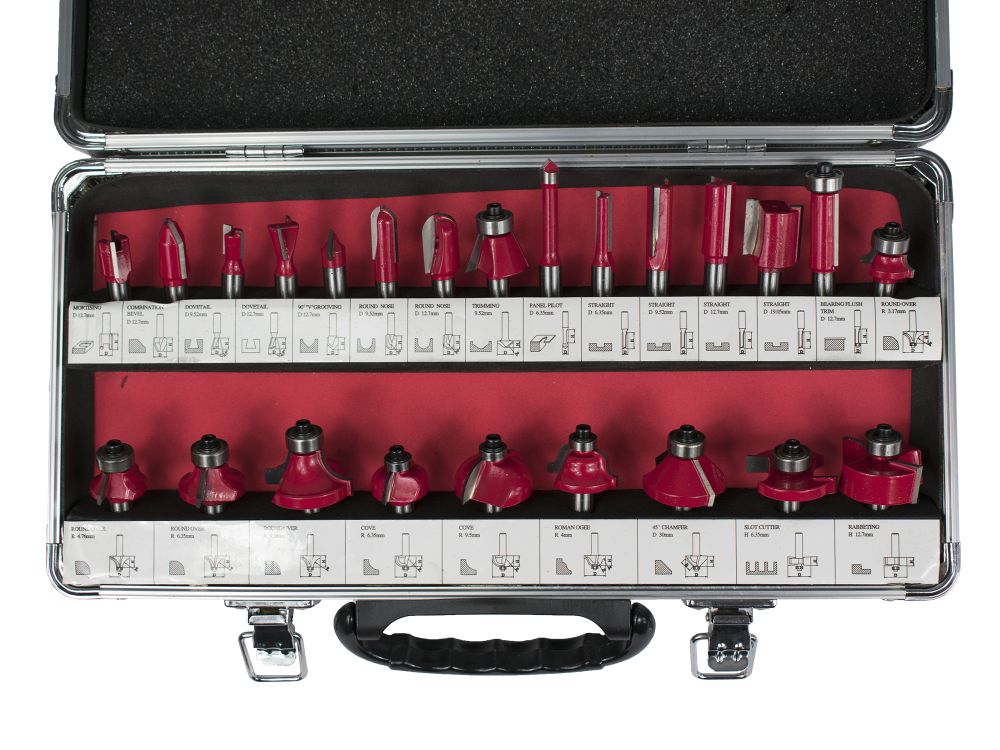 Sada fréz do dřeva, tvarové, SK plátky, 24ks, stopka 8mm, FESTA