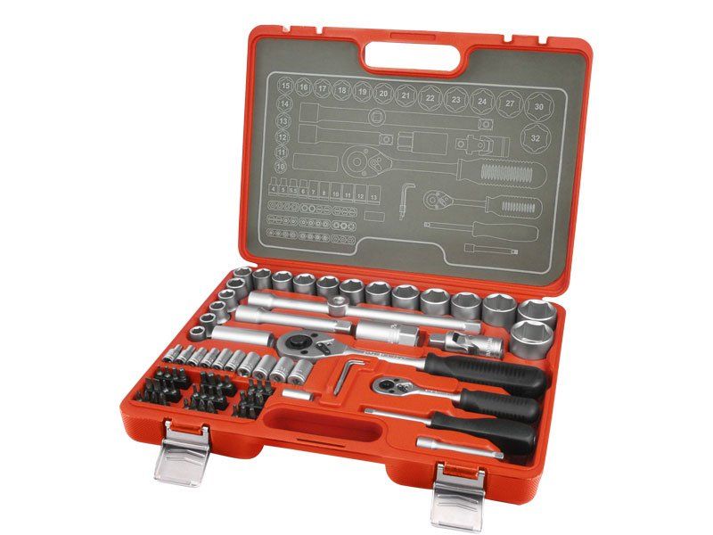 Gola sada 1/2" + 1/4", 75 dílů, plastový kufr, EXTOL PREMIUM