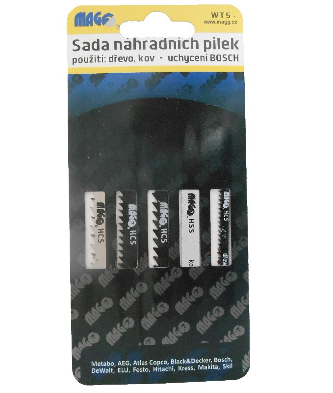 List do přímočaré pily, MIX, T-stopka, 51 a 75 mm, 5ks, MAGG