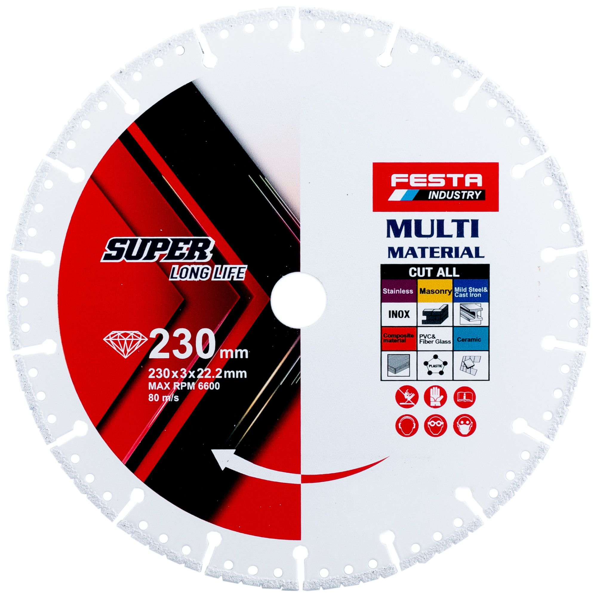 Diamantový kotouč univerzální, 230 x 22,2mm, MULTI Material, FESTA INDUSTRY