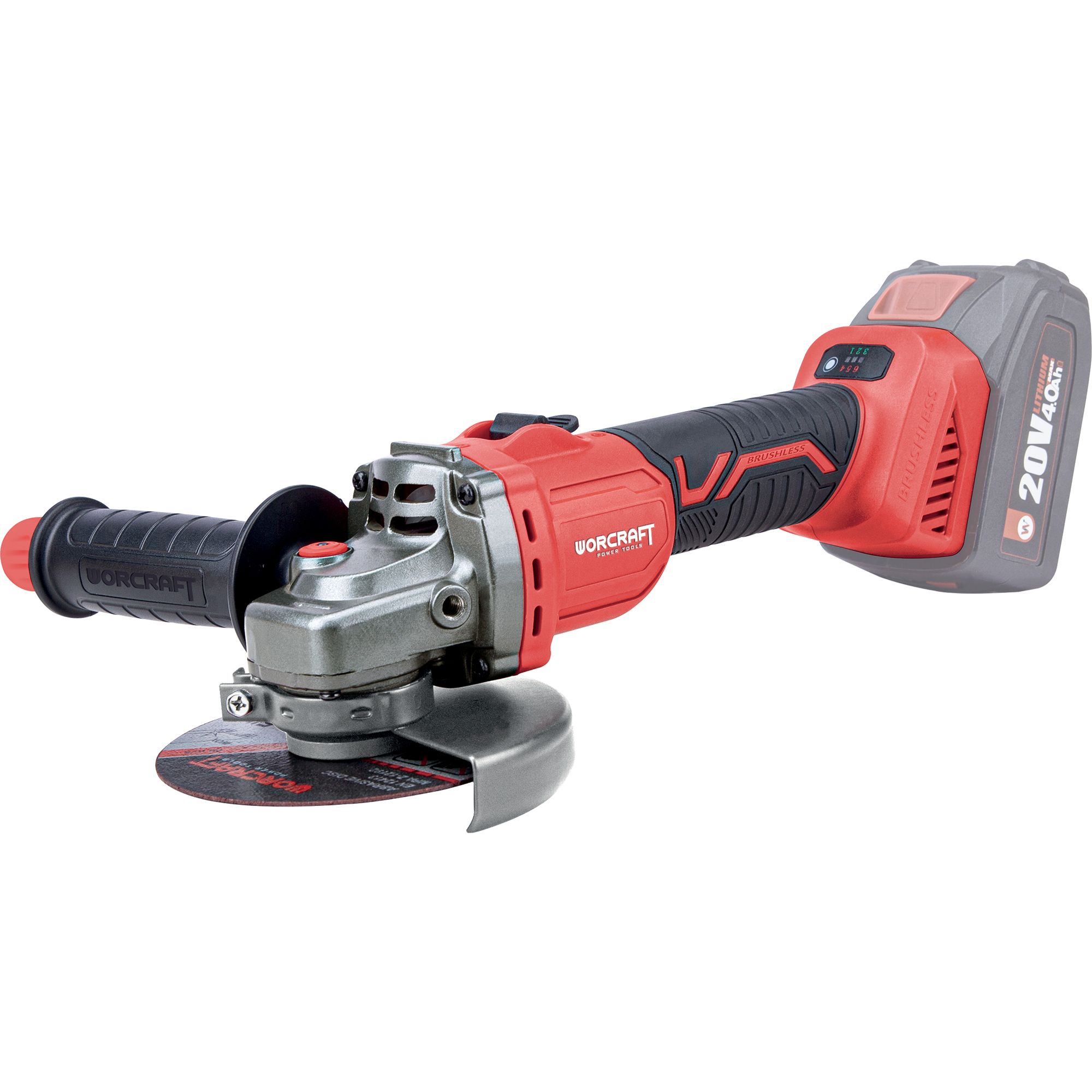 AKU bruska úhlová, 125mm, s regulací, 20V, BRUSHLESS, ShareSYS, WORCRAFT CAG-S20LiBS