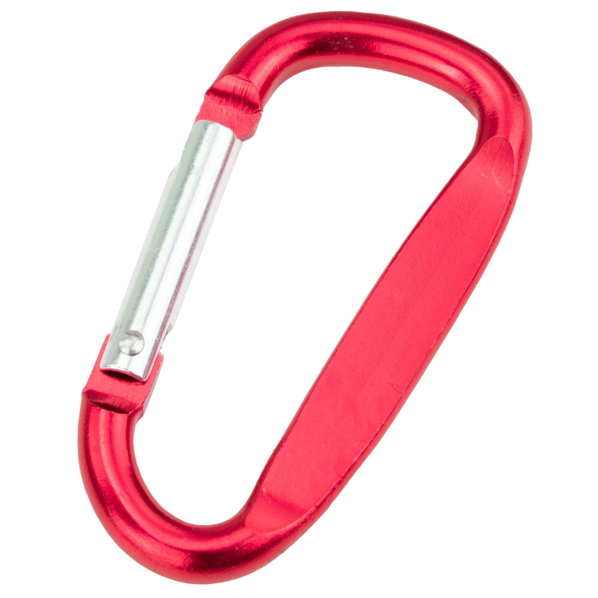 Hliníková karabina D tvar, 60 mm, červená