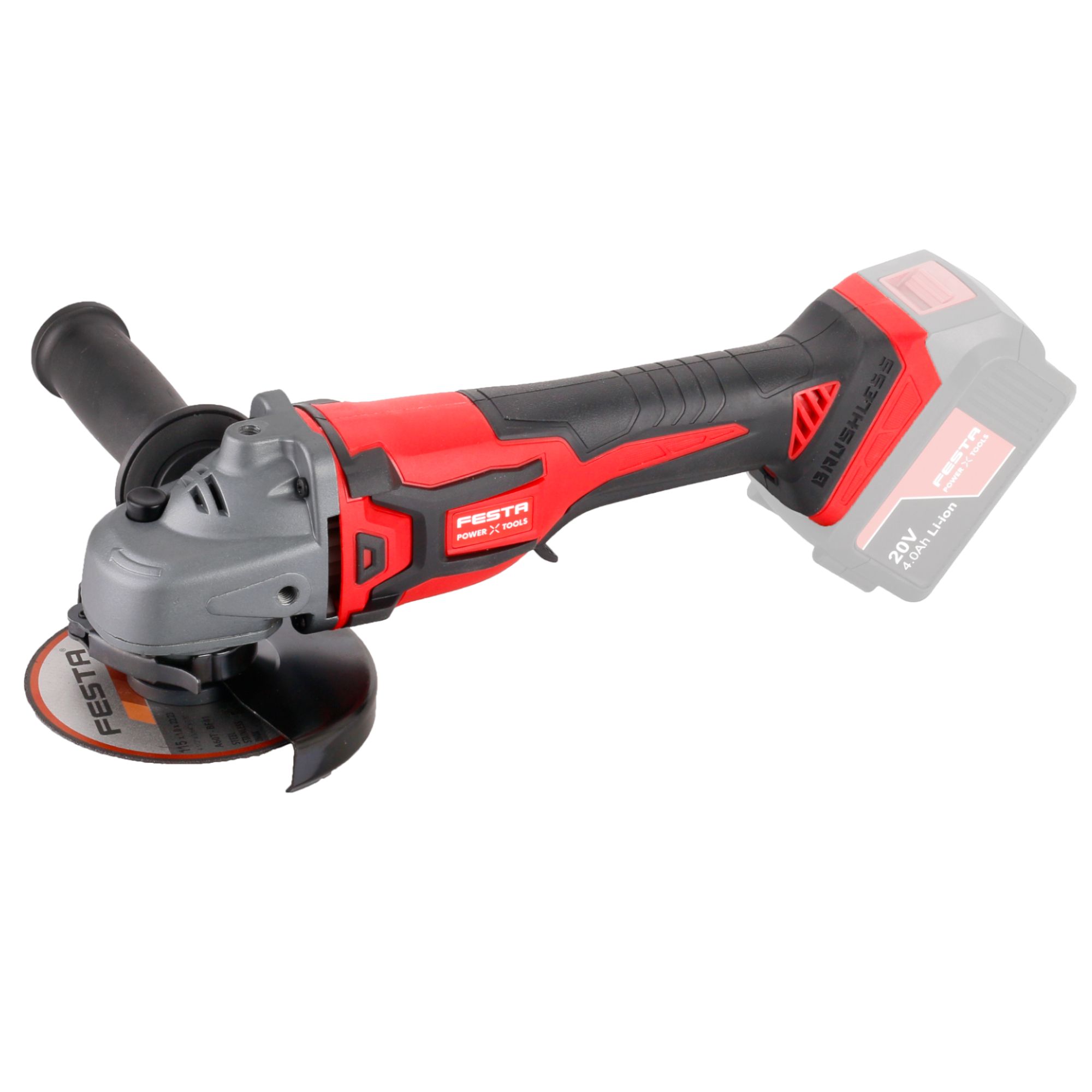 AKU bruska úhlová, 125mm, 20V, BRUSHLESS, SHARE20V, FESTA