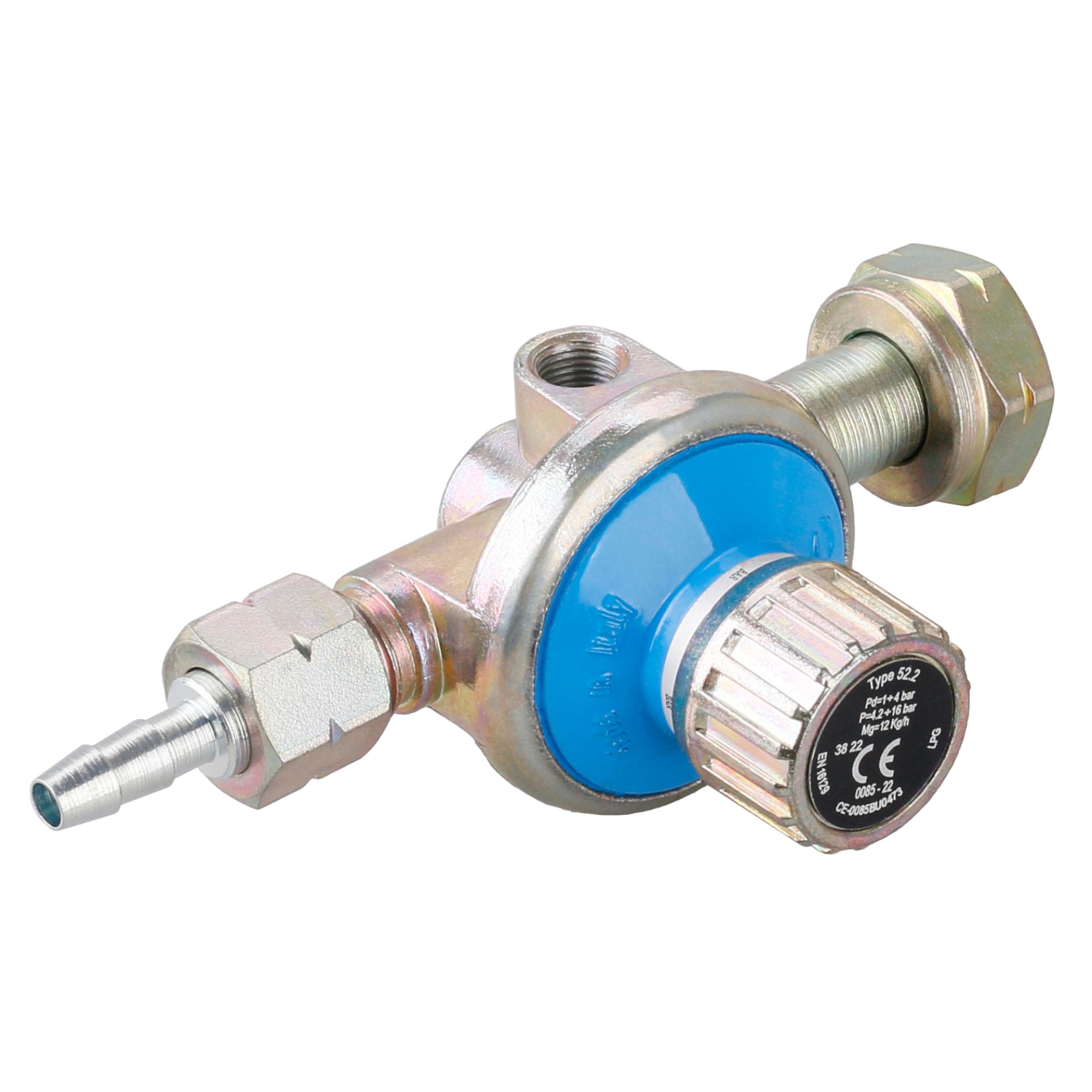 Regulátor plynu stavitelný, 0,5-4bar, 12kg/h, závit G3/8"LH, OC ASTRO