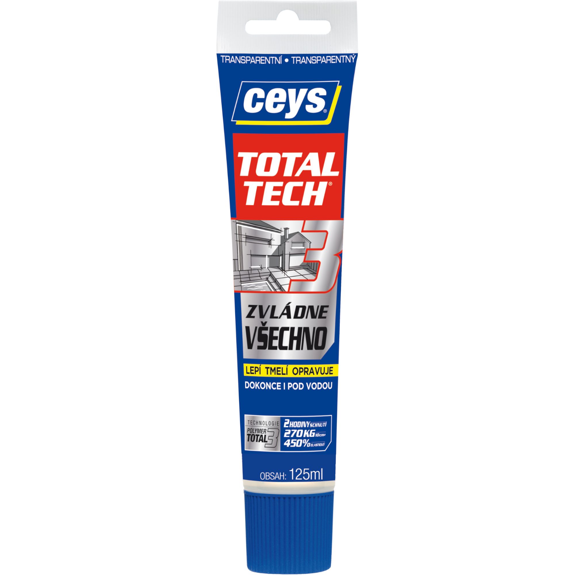 Tmel lepící Ceys TOTAL TECH Experess, transparentní, tuba 125ml