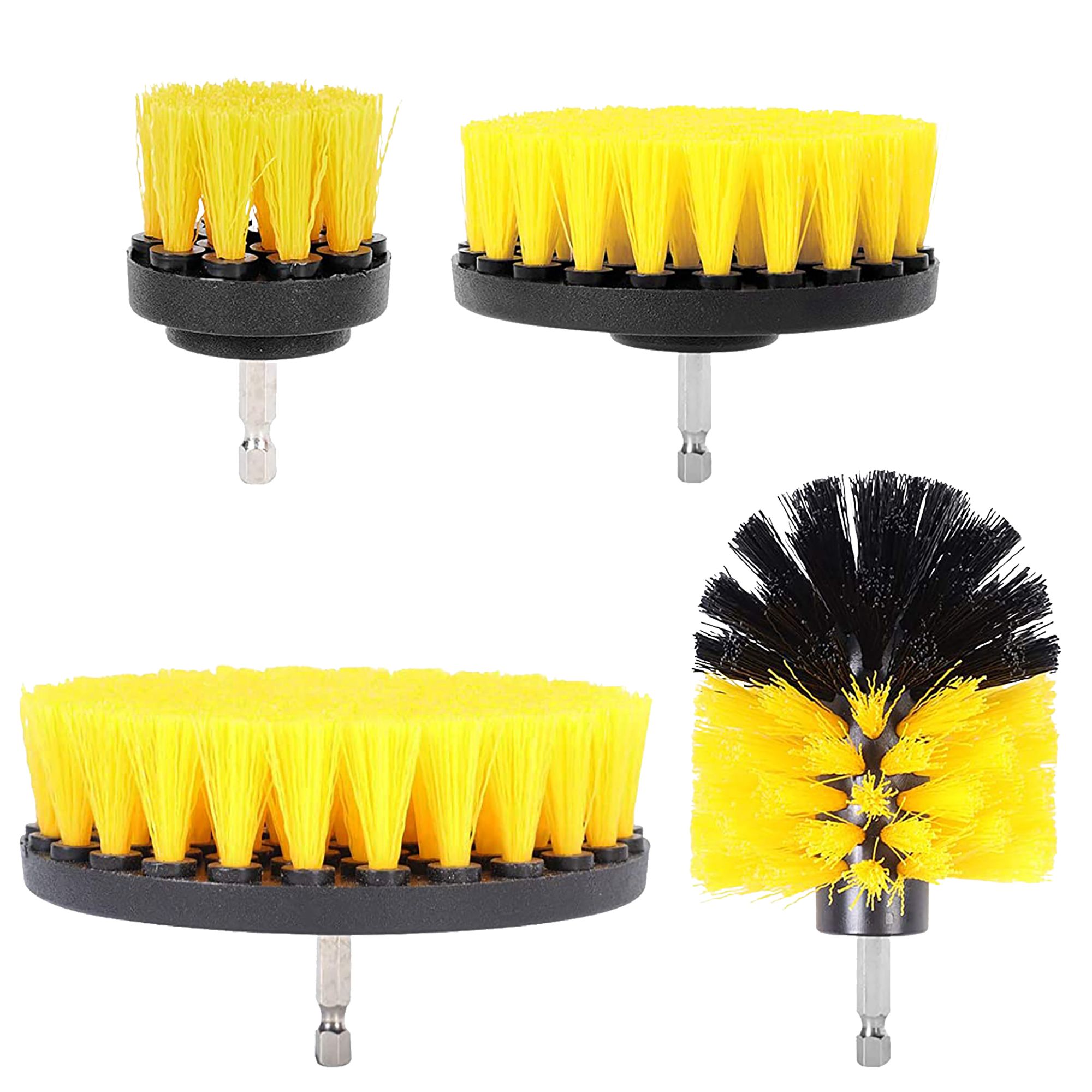 Čistící kartáče na vrtačku, sada 4ks, PP, HEX 1/4", STREND PRO