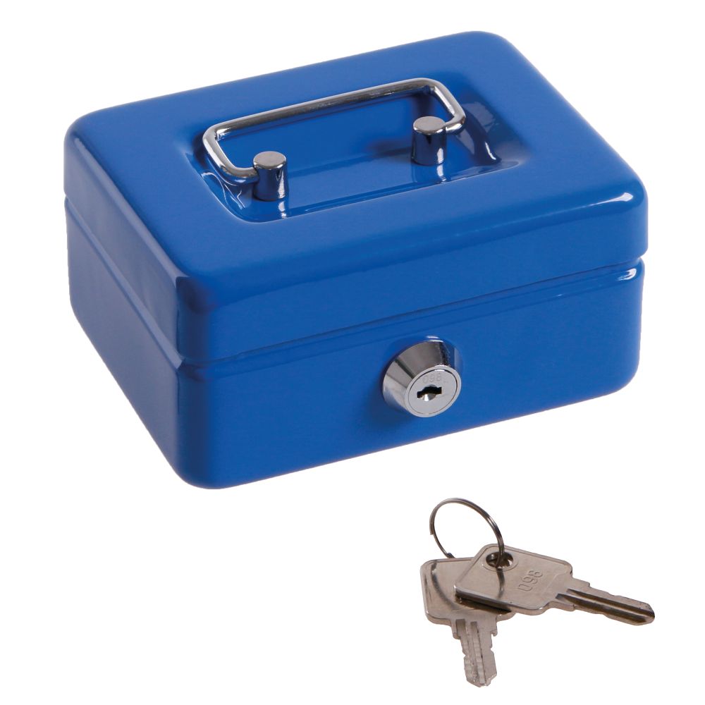 Pokladna kovová, 125x95x60mm, modrá