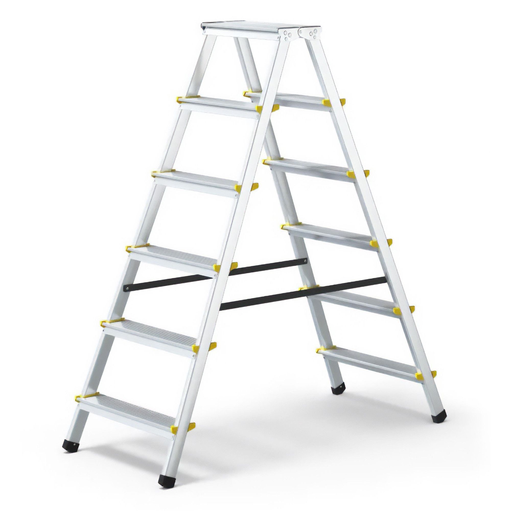 Schůdky oboustranné hliníkové 2×6 příček, nosnost 150kg, PROFI, J.A.D TOOLS