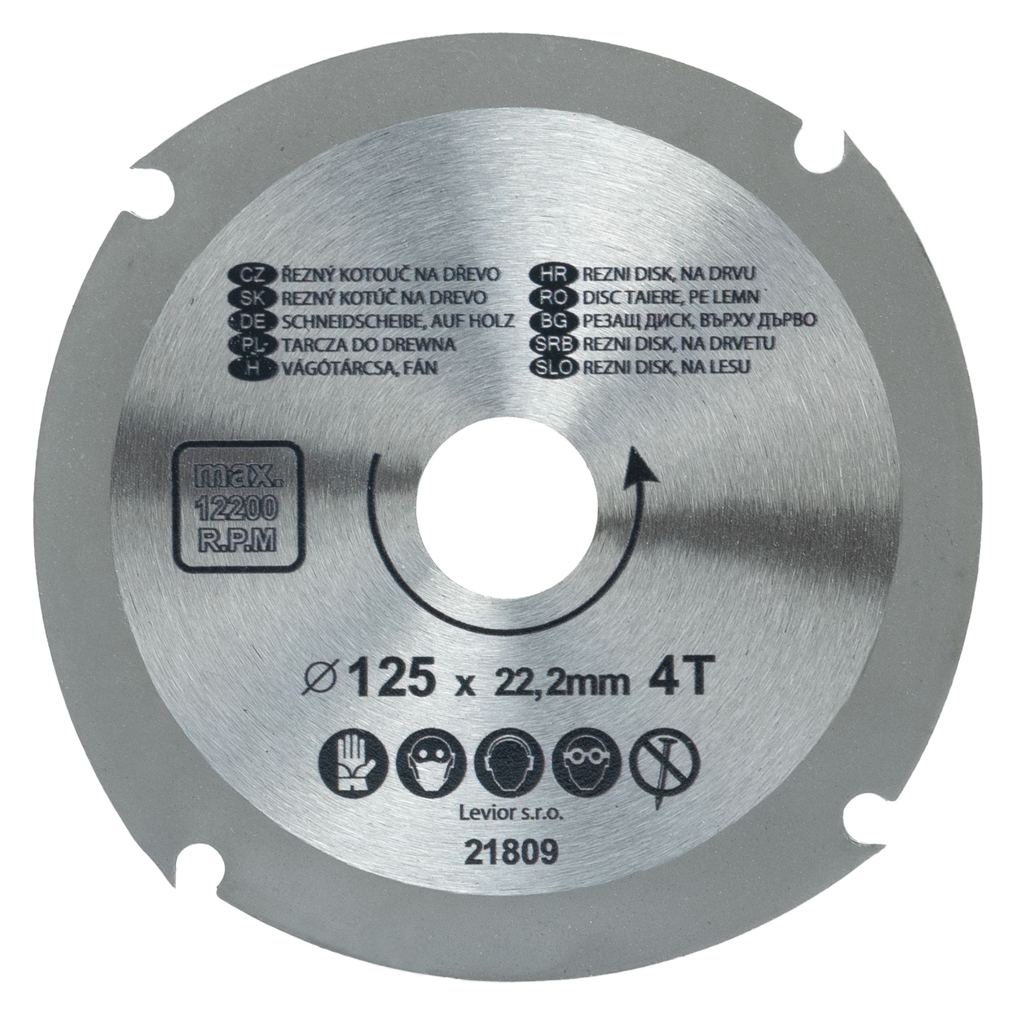 Kotouč pilový, na dřevo, 125mm, 4 zuby, 22,2mm