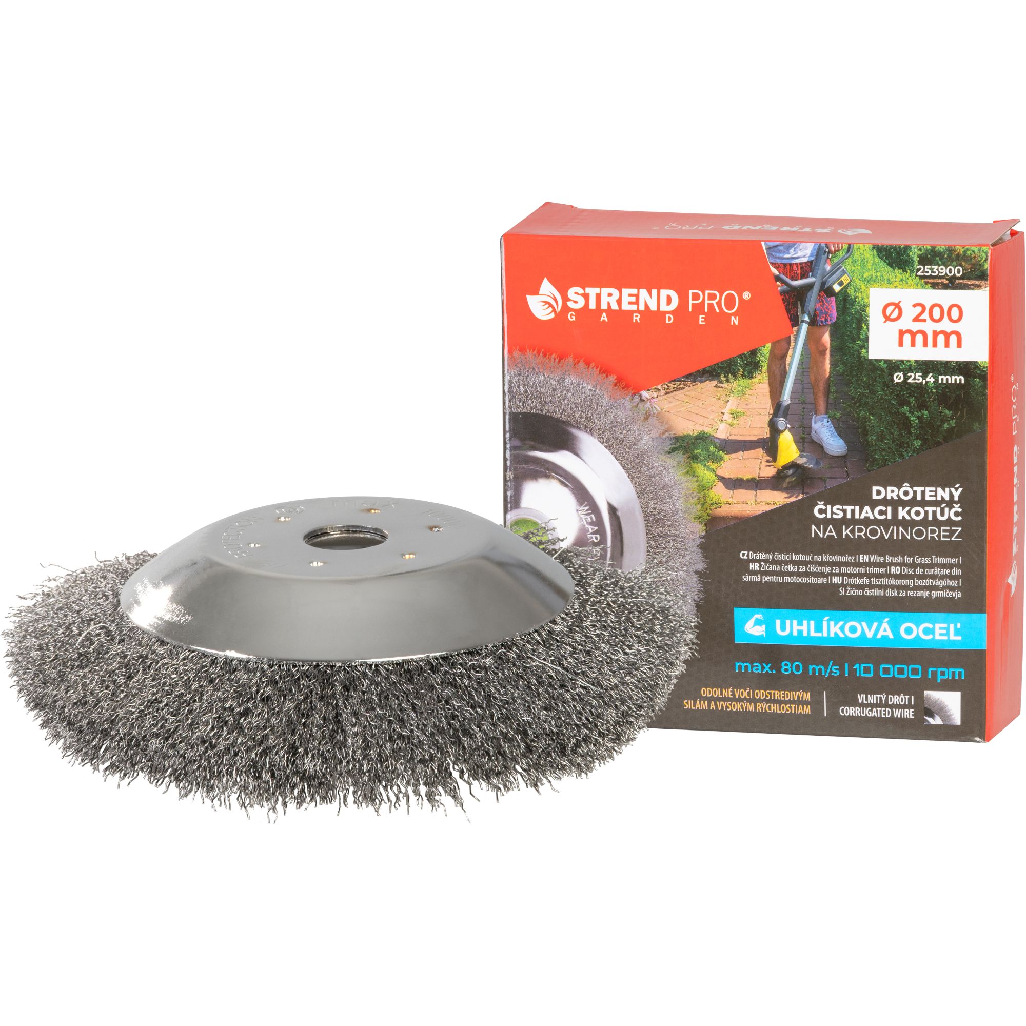 Čisticí drátěný kotouč na křovinořez, 200 mm, 25,4 mm, STREND PRO Garden