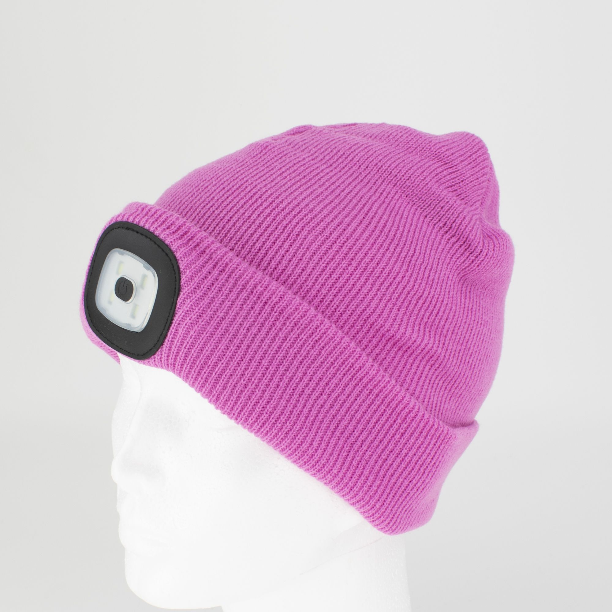 Čepice s LED čelovkou dětská M, 60lm, USB nabíjecí, růžová, STREND PRO