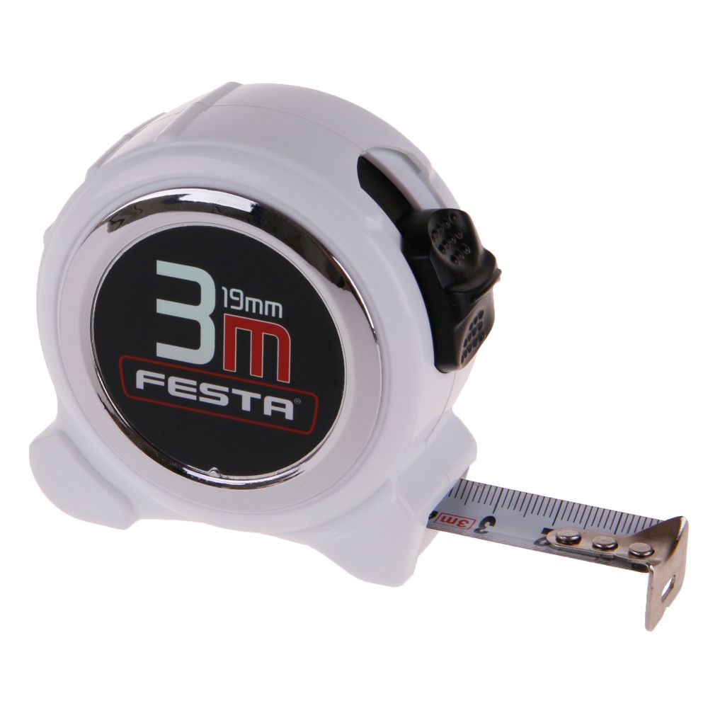 Metr svinovací bílý, 3m x 19mm, FESTA