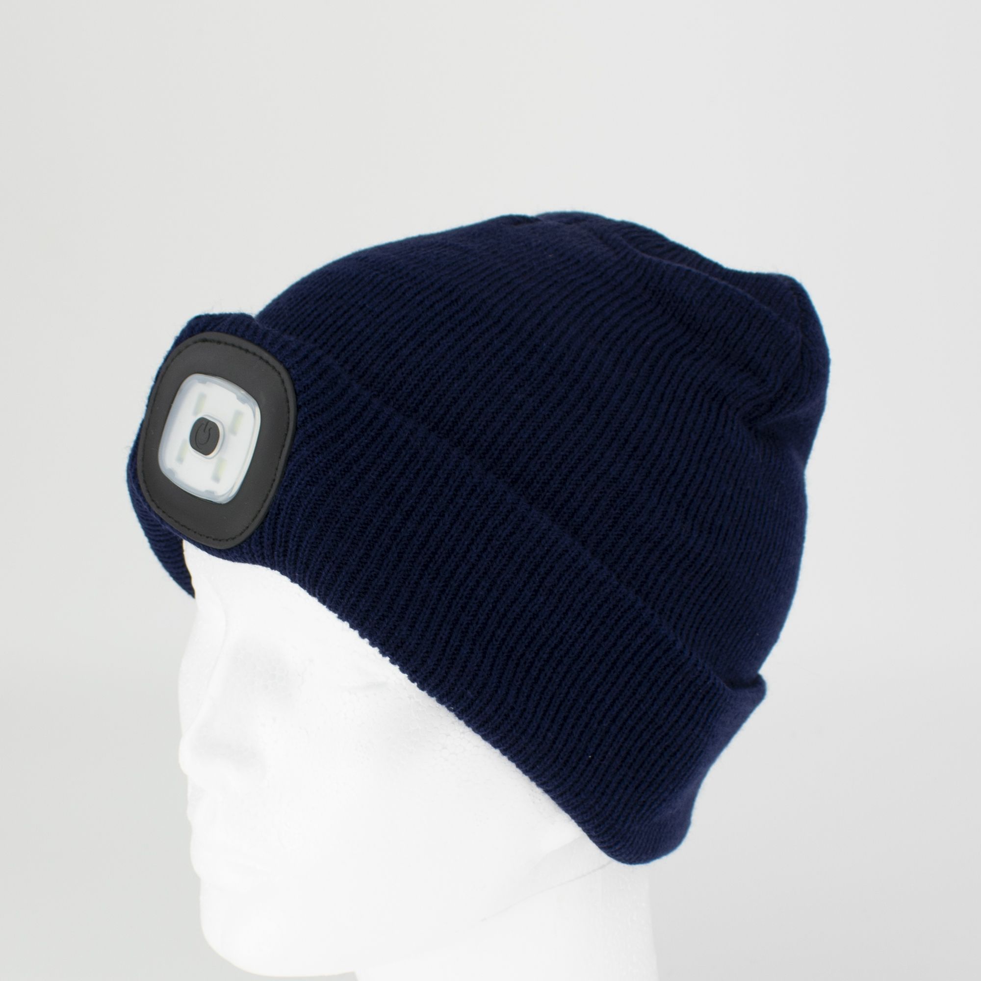 Čepice s LED čelovkou dětská M, 60lm, USB nabíjecí, tmavě modrá, STREND PRO