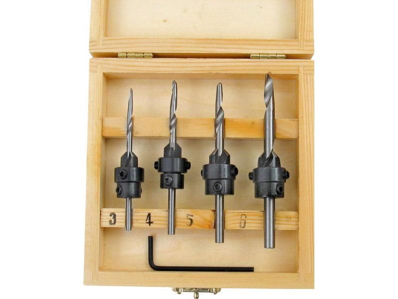 Vrtáky do dřeva s dorazem a záhlubníkem, sada 4ks, EXTOL CRAFT