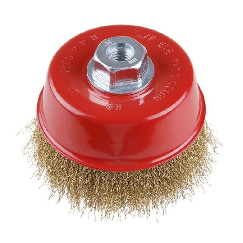 Kartáč rotační hrnkový, 125mm, vlnitý pomosazený, M14, FESTA