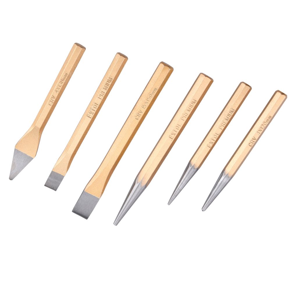 Sekáče, průbojníky a důlčík, sada 6ks, v nylonovém pouzdře, EXTOL PREMIUM