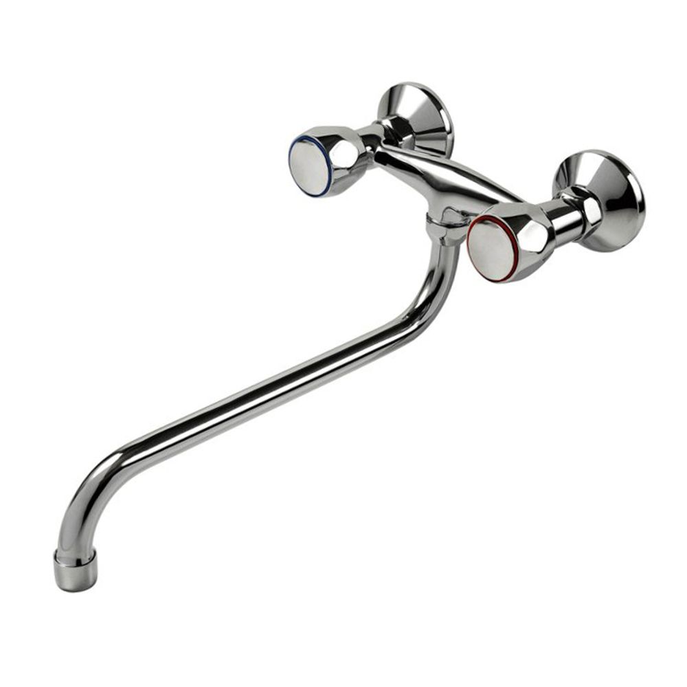 Baterie dřezová nástěnná, kohoutková, chrom, ramínko 25cm, rozteč 100mm, BALLETTO - vystavený kus