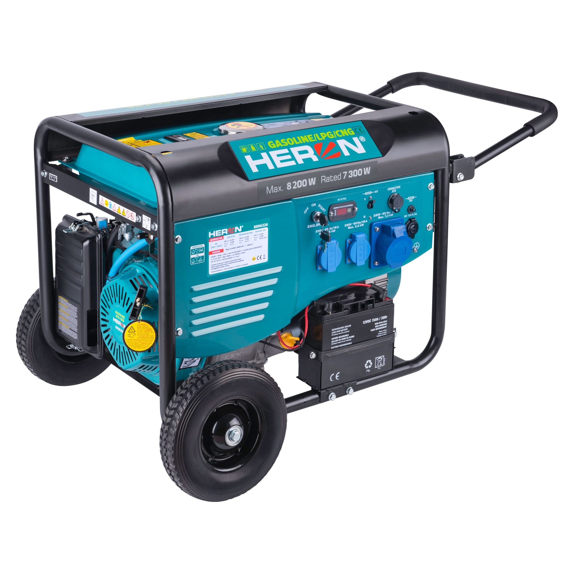 Elektrocentrála (benzín/LPG/NG), 8,2kW / 17HP, 230V, el. start, ATS ready, HERON