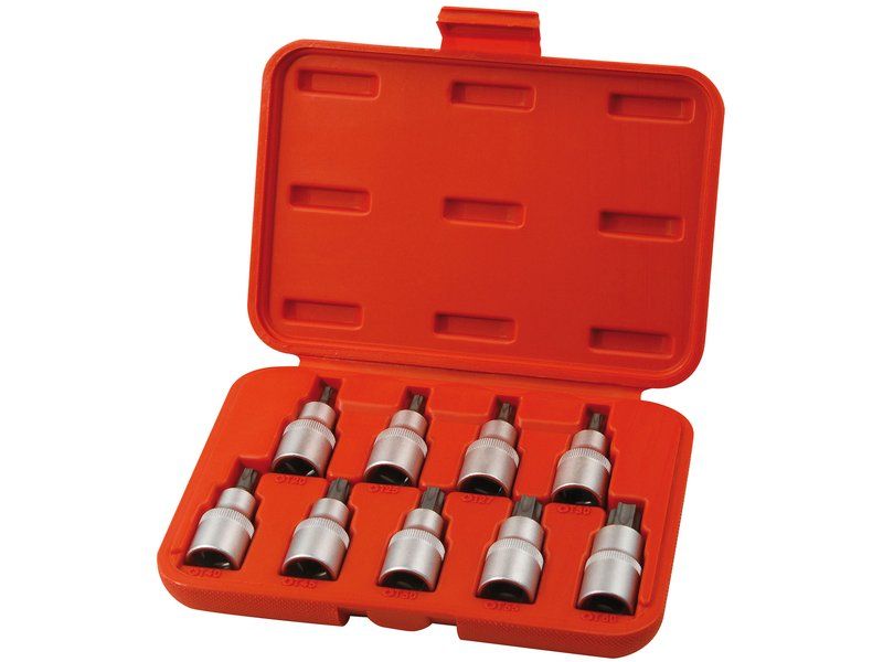 Sada GOLA zástrčných hlavic TORX, 1/2", 9ks, T20-T60, CrV-S2, EXTOL PREMIUM