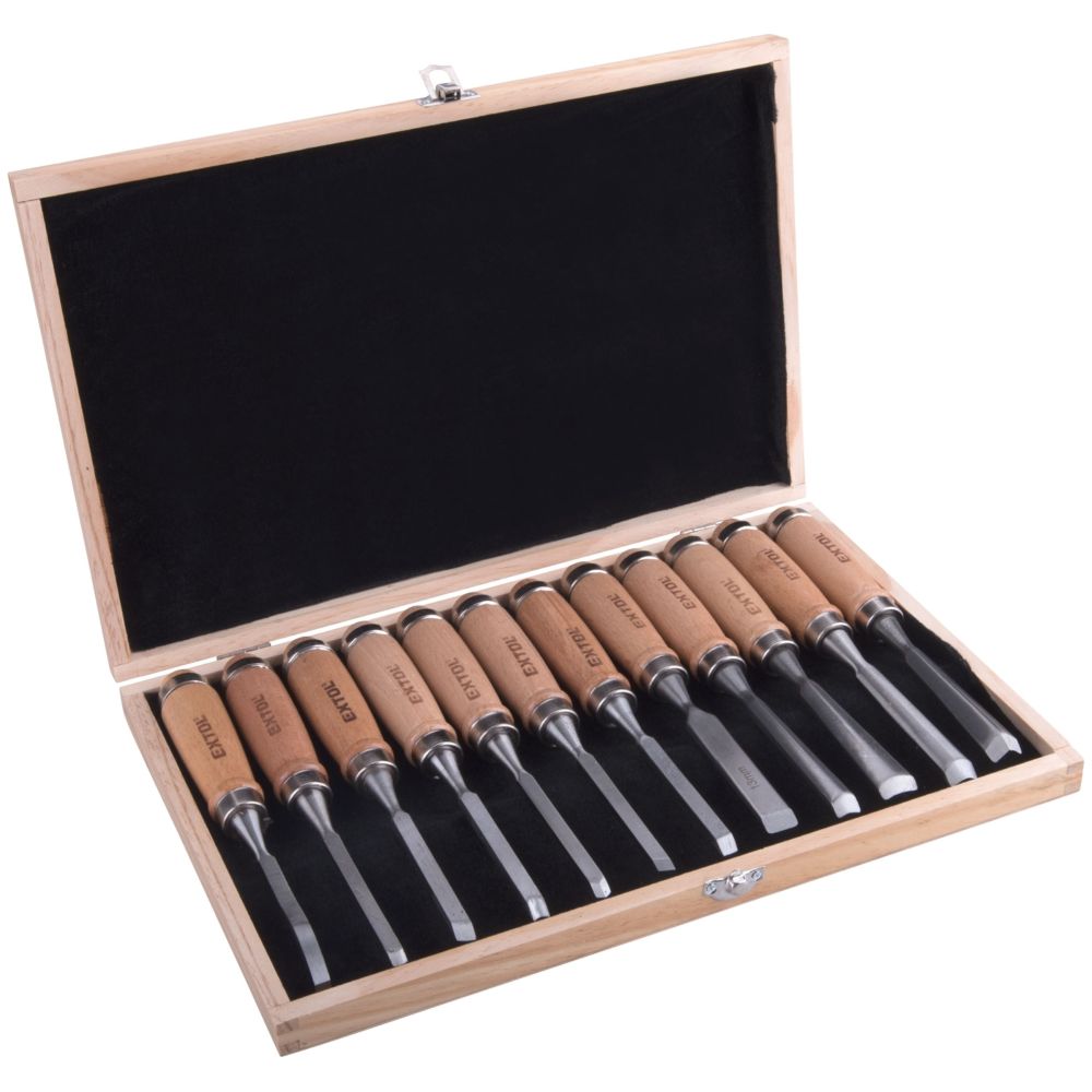 Dláta řezbářská, sada 12ks, délka 200mm, EXTOL PREMIUM