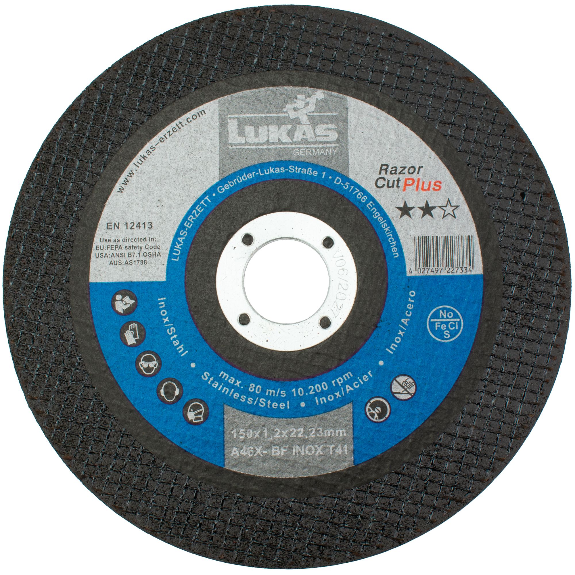 Kotouč řezný, 150 x 1,2mm, A60X-BF INOX, LUKAS Razor Cut Plus