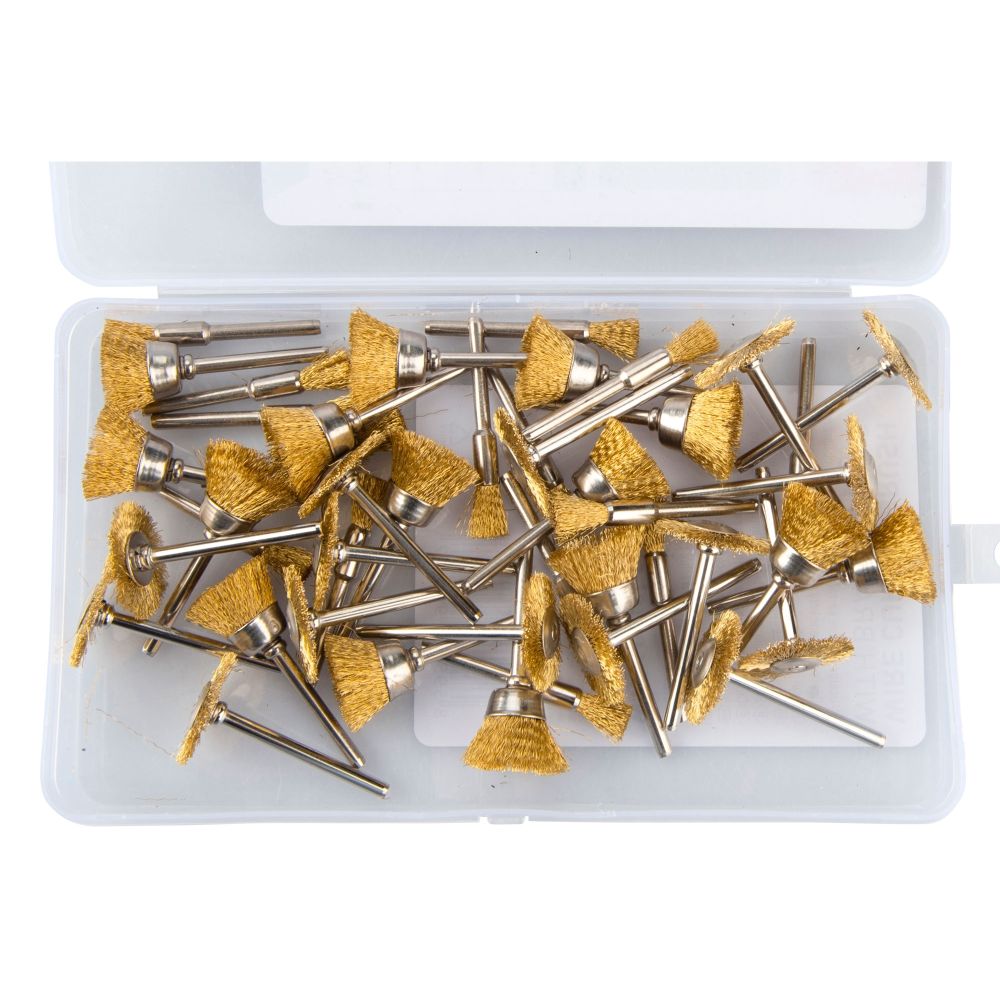 Nástavce na brusku, kartáče pomosaz., sada 45ks, st. 3,2mm, EXTOL PREMIUM