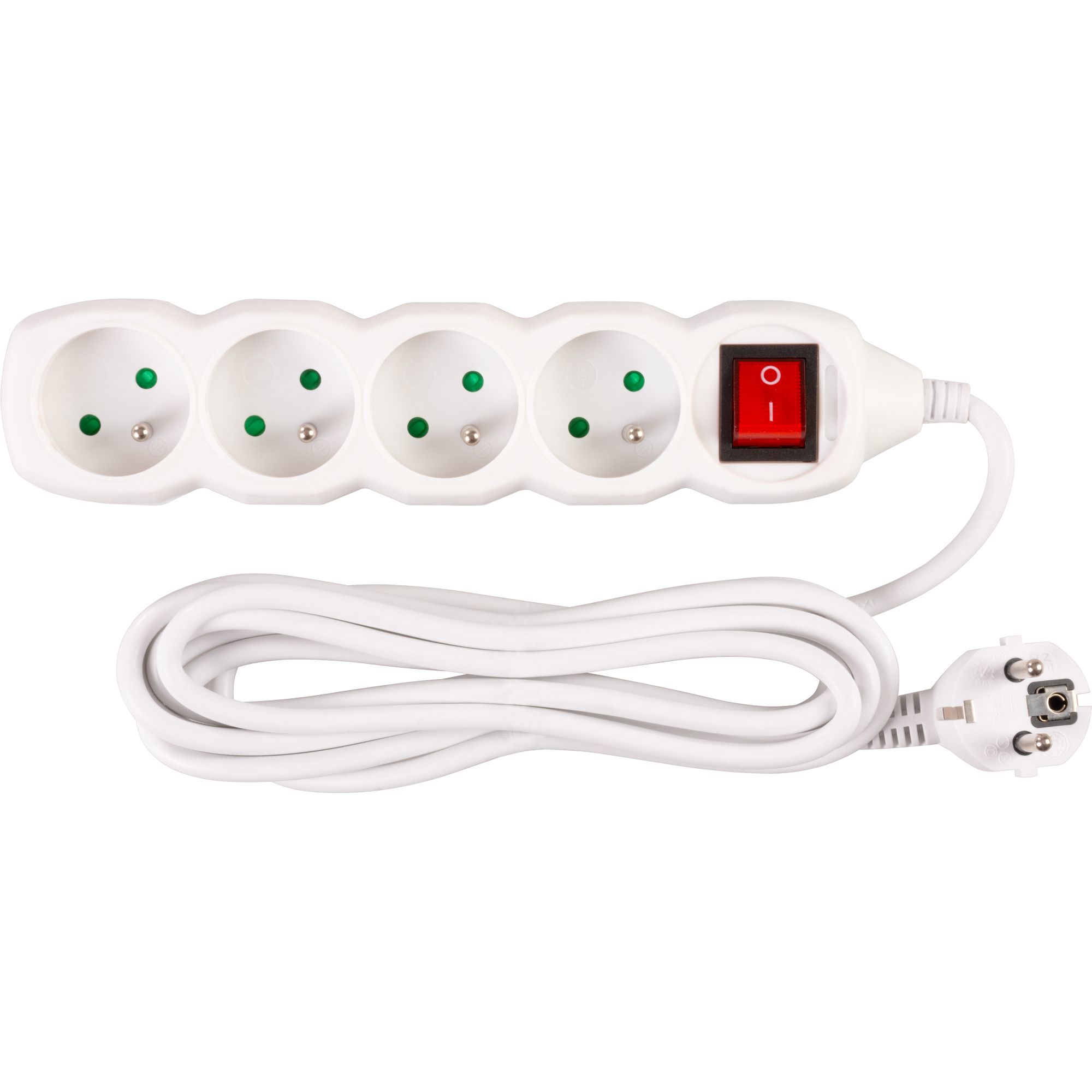 Prodlužovací kabel s vypínačem, 3m, 4 zásuvky, 3×1mm, bílý, STREND PRO