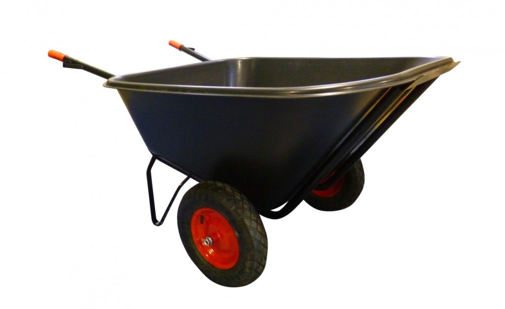 Kolečko zahradní dvoukolové 210L, 100kg, plastová korba, nafukovací kola