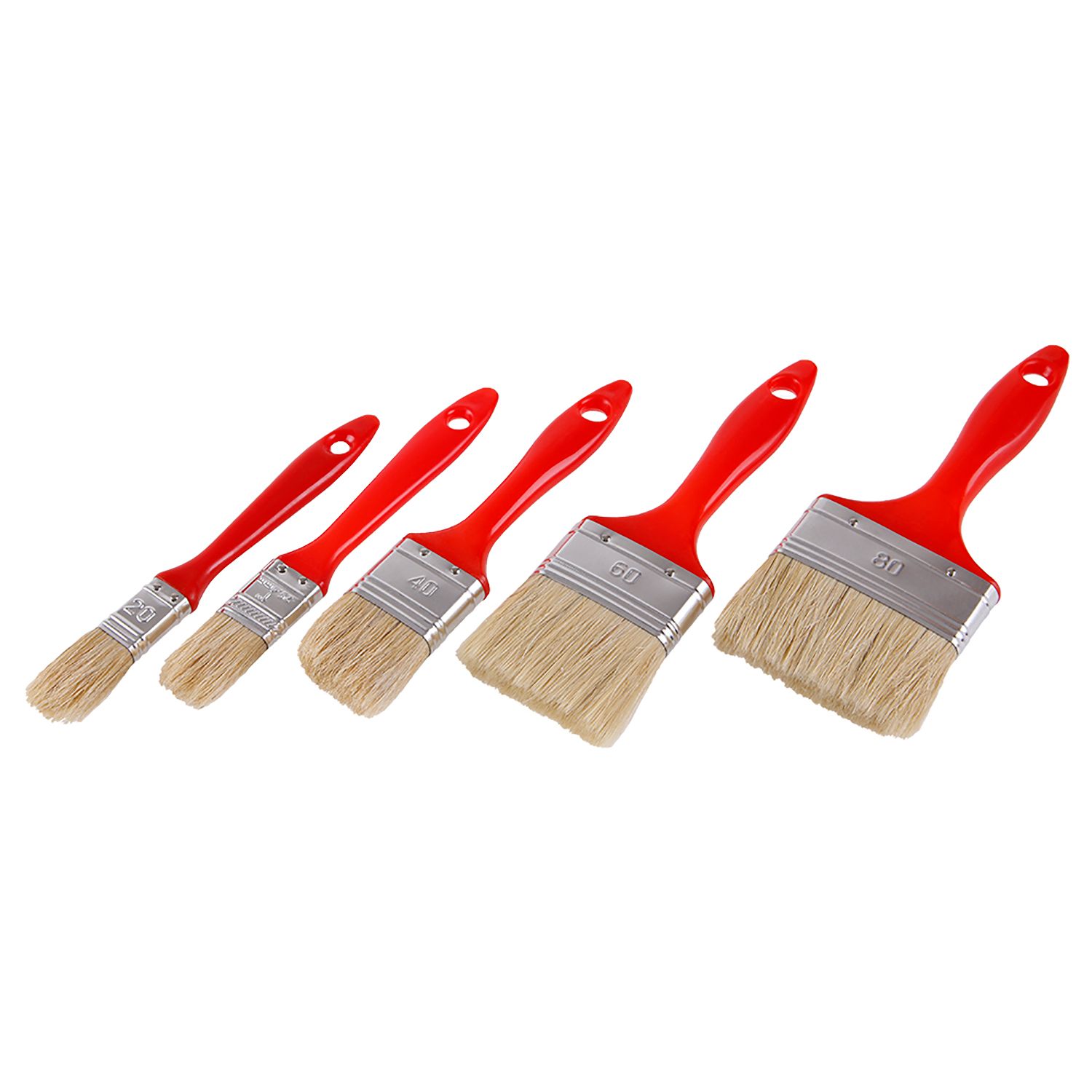 Štětce ploché, 15, 25, 40, 60, 80mm, sada 5ks, s plastovou rukojetí